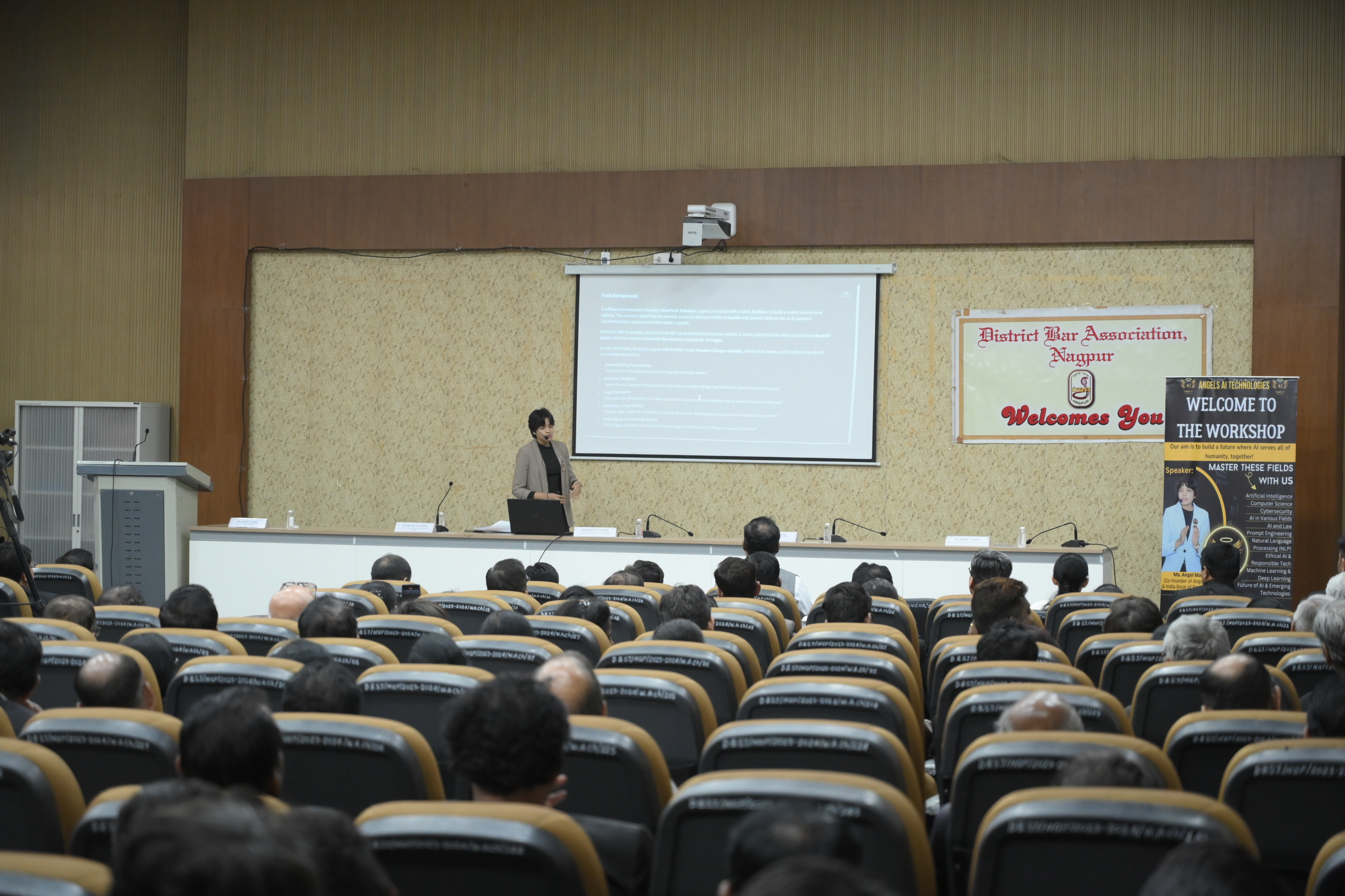 Angel Malewar speaking at a District Bar Association Nagpur workshop